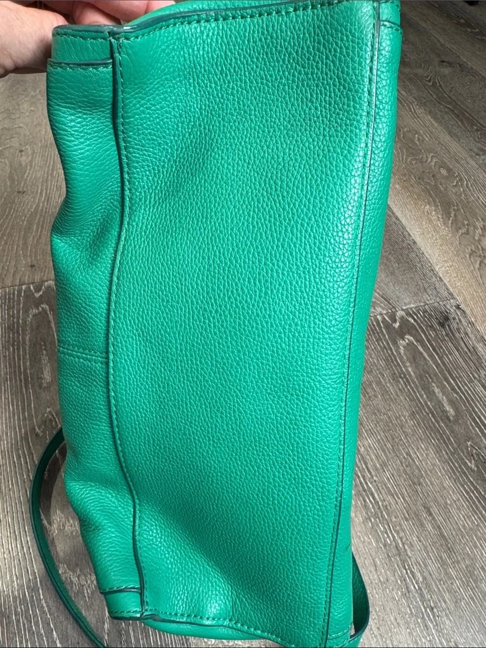 Vince Camuto Kylie Satchel Teal Green Pebbled Leather with Detachable Strap